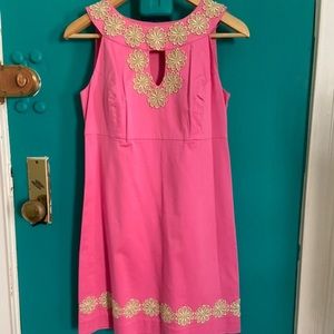Lily Pulitzer Pink Dress w Keyhole Gold Embelish